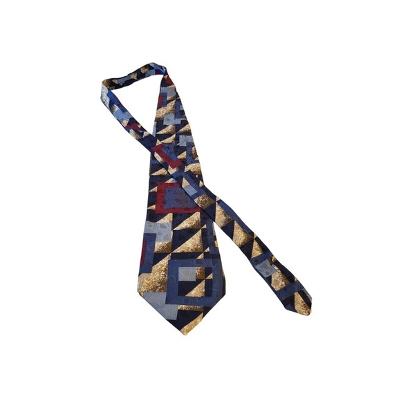 Erreuno Milano Milan Italy 100% Imported Silk Tie Italian‎ Blue/Red/Gold Necktie - Picture 3 of 14